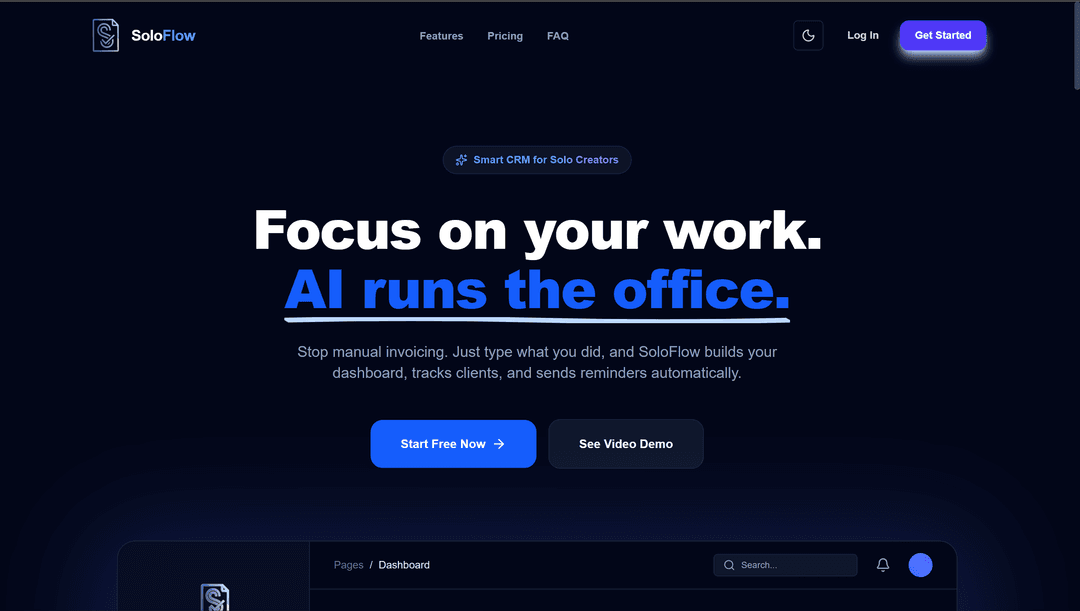 SoloFlow AI Invoices CRM  